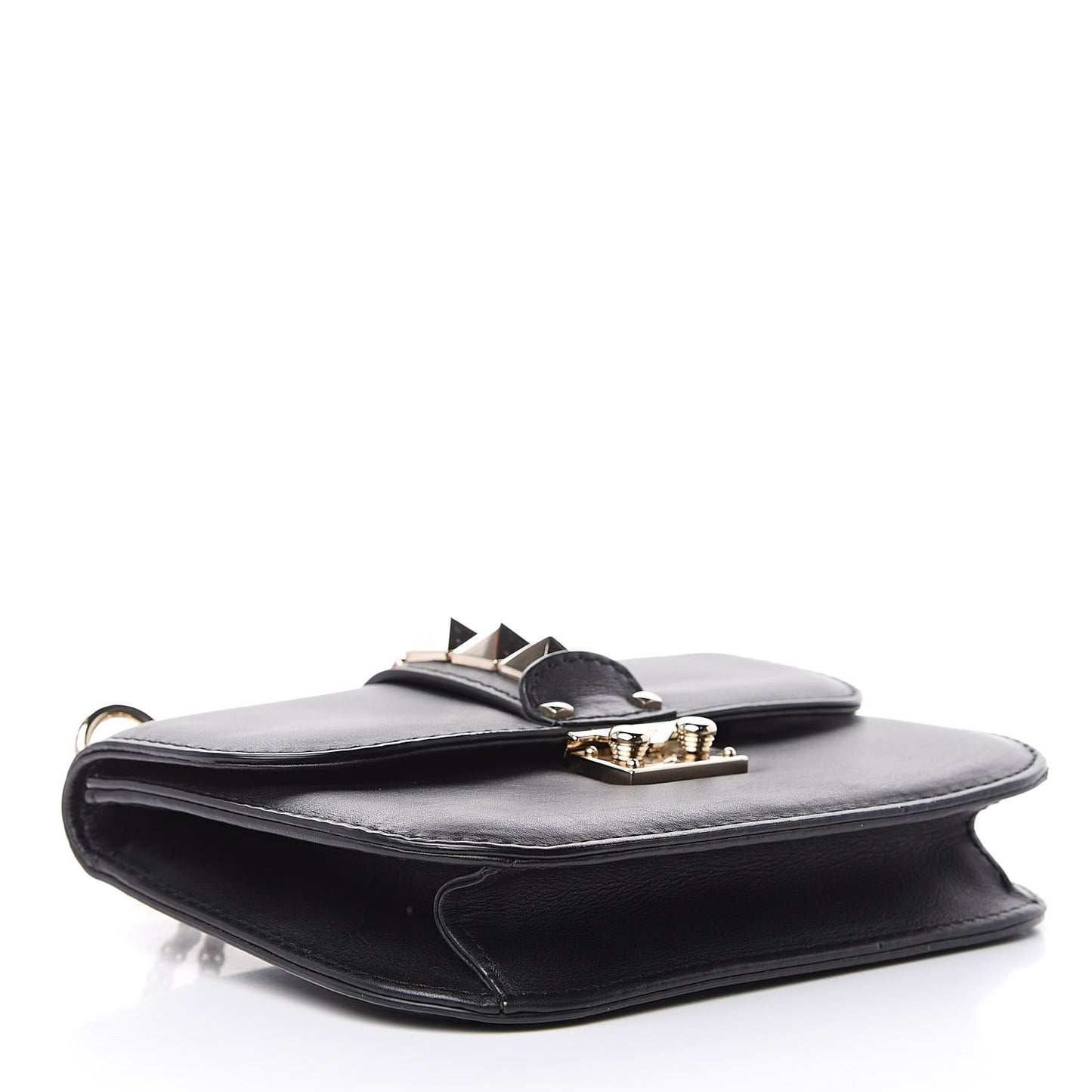 Vitello Small Glam Lock Rockstud Flap Black