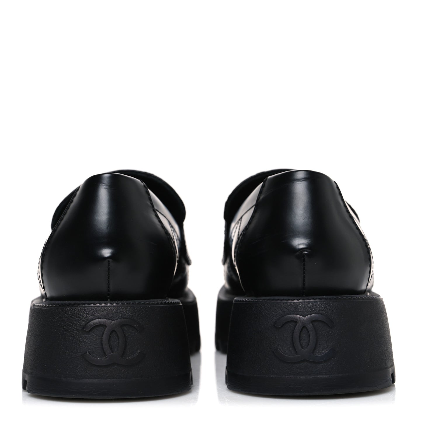 Calfskin Stitched CC Loafers 37.5 Black