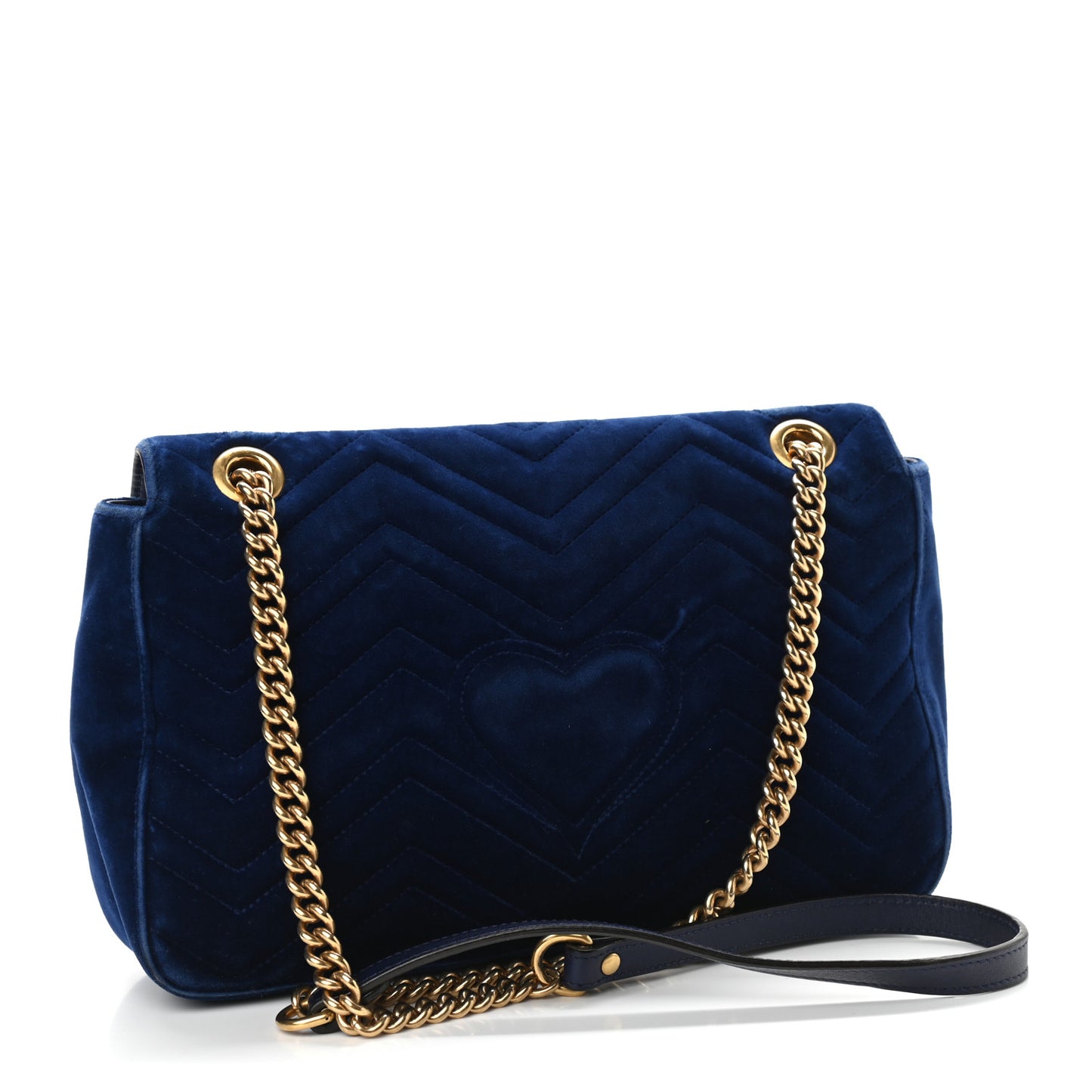 Velvet Matelasse Medium GG Marmont Shoulder Bag Cobalt Blue