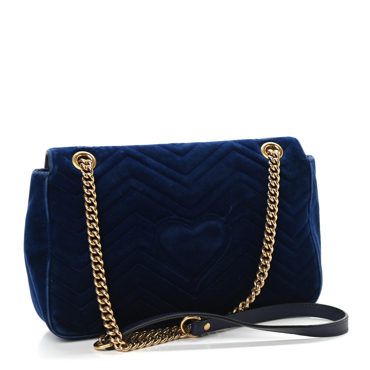 Gucci Velvet Matelasse Medium GG Marmont Shoulder Bag Cobalt Blue 3 of 14