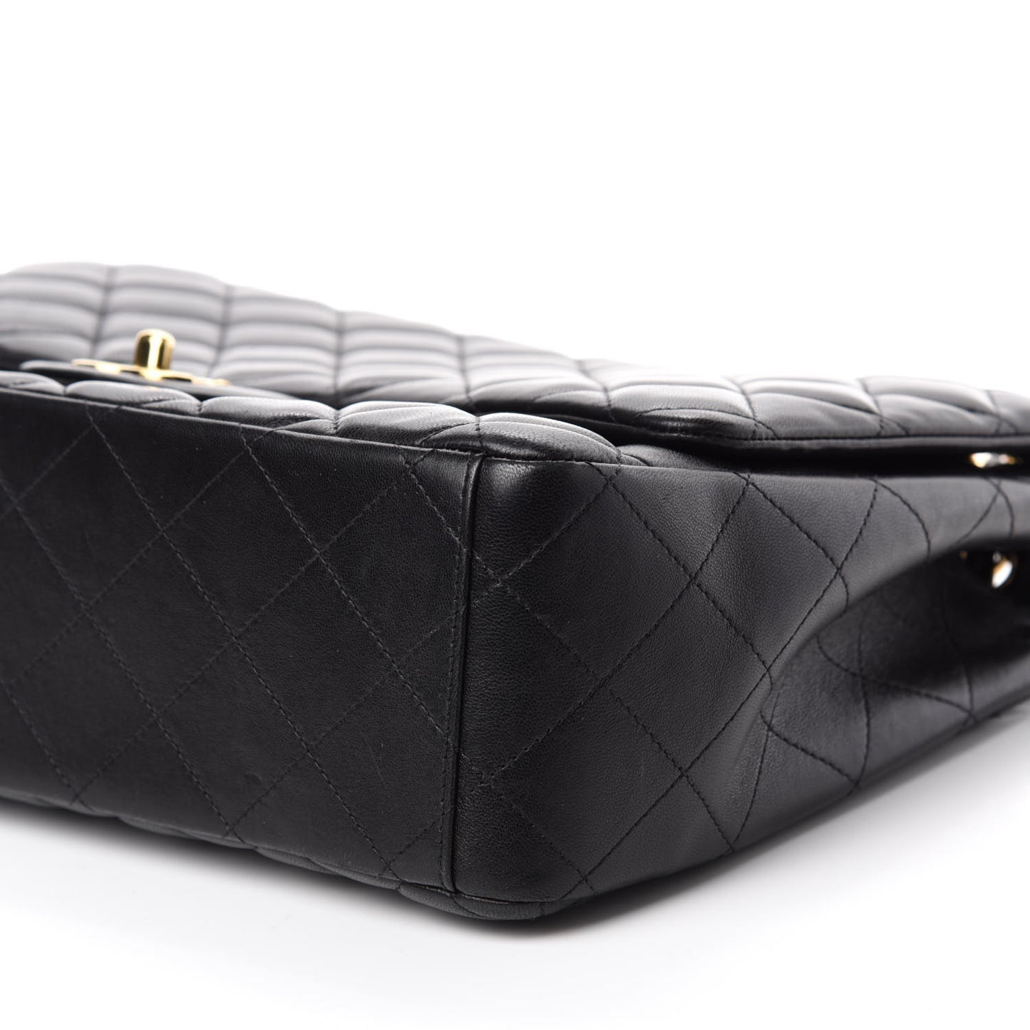 Lambskin Quilted Maxi Single Flap Black