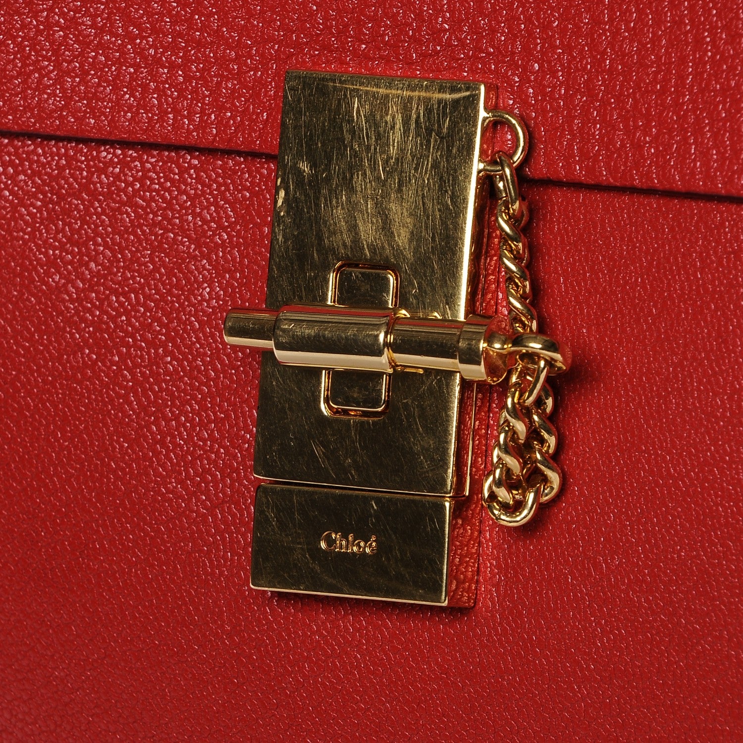 Chloe Grained Lambskin Drew Shoulder Bag Plaid Red 8 of 9