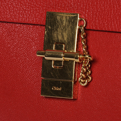Chloe Grained Lambskin Drew Shoulder Bag Plaid Red 8 of 9