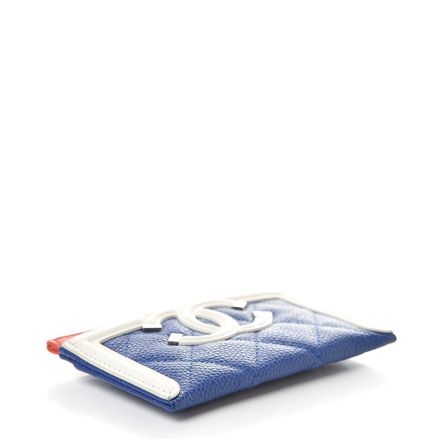 Caviar Quilted Filigree Card Holder Blue White Red