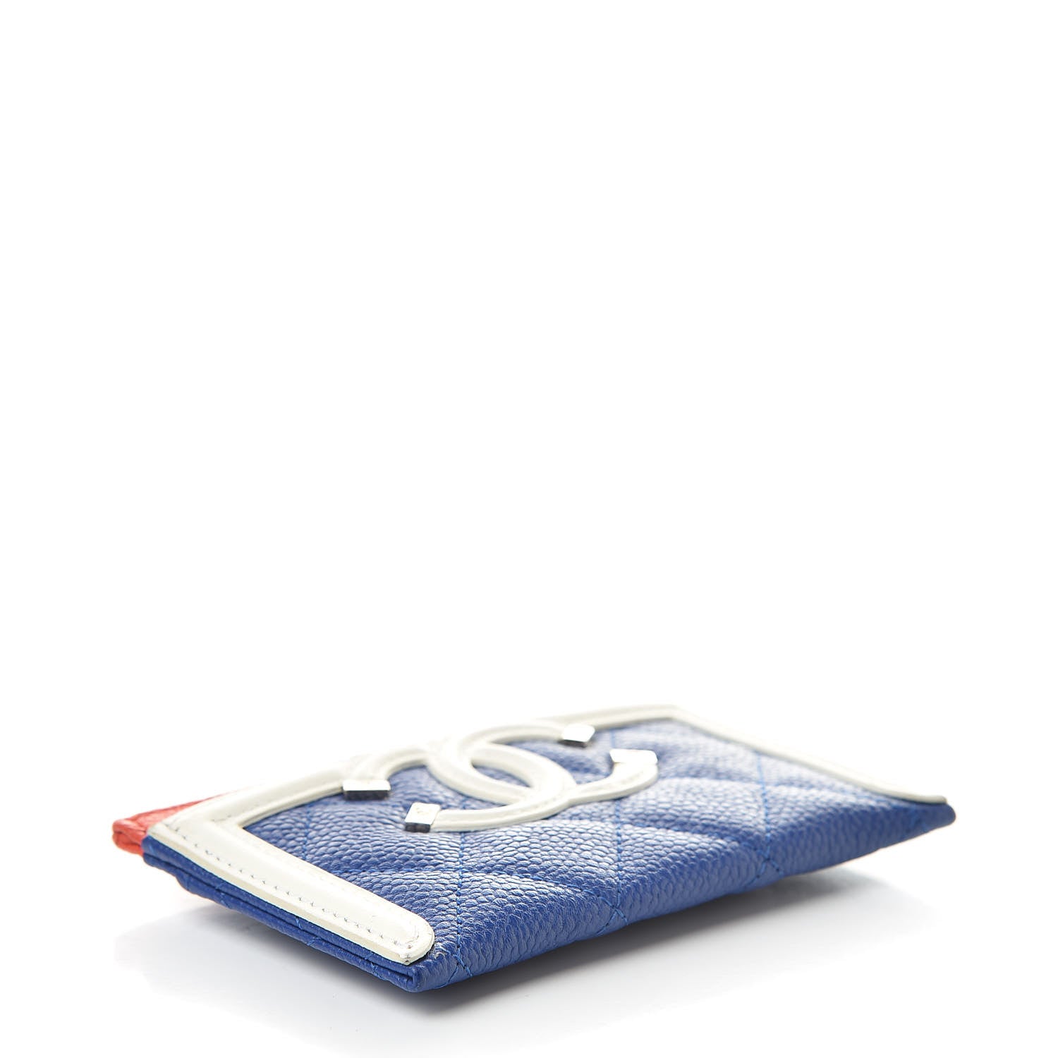 Chanel Caviar Quilted Filigree Card Holder Blue White Red 4 of 10