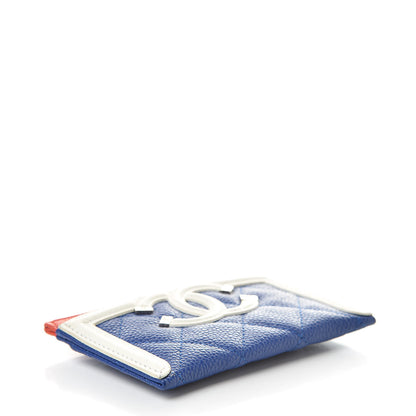 Chanel Caviar Quilted Filigree Card Holder Blue White Red 4 of 10