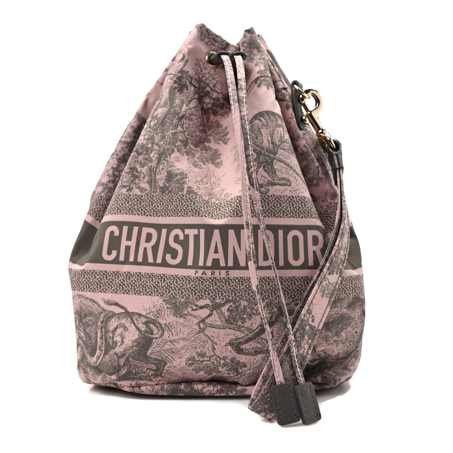 Technical Fabric Embroidered Toile De Jouy Sauvage DiorTravel Pouch Pink Gray