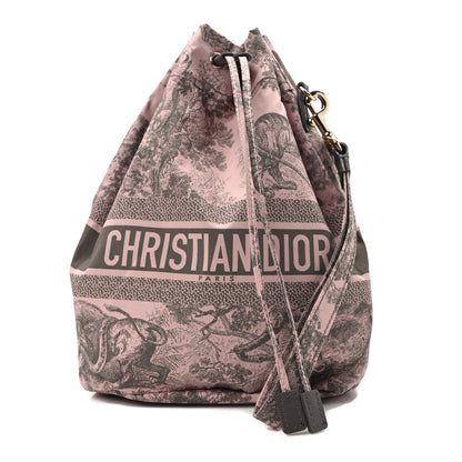 Christian Dior Technical Fabric Embroidered Toile De Jouy Sauvage DiorTravel Pouch Pink Gray 1 of 6