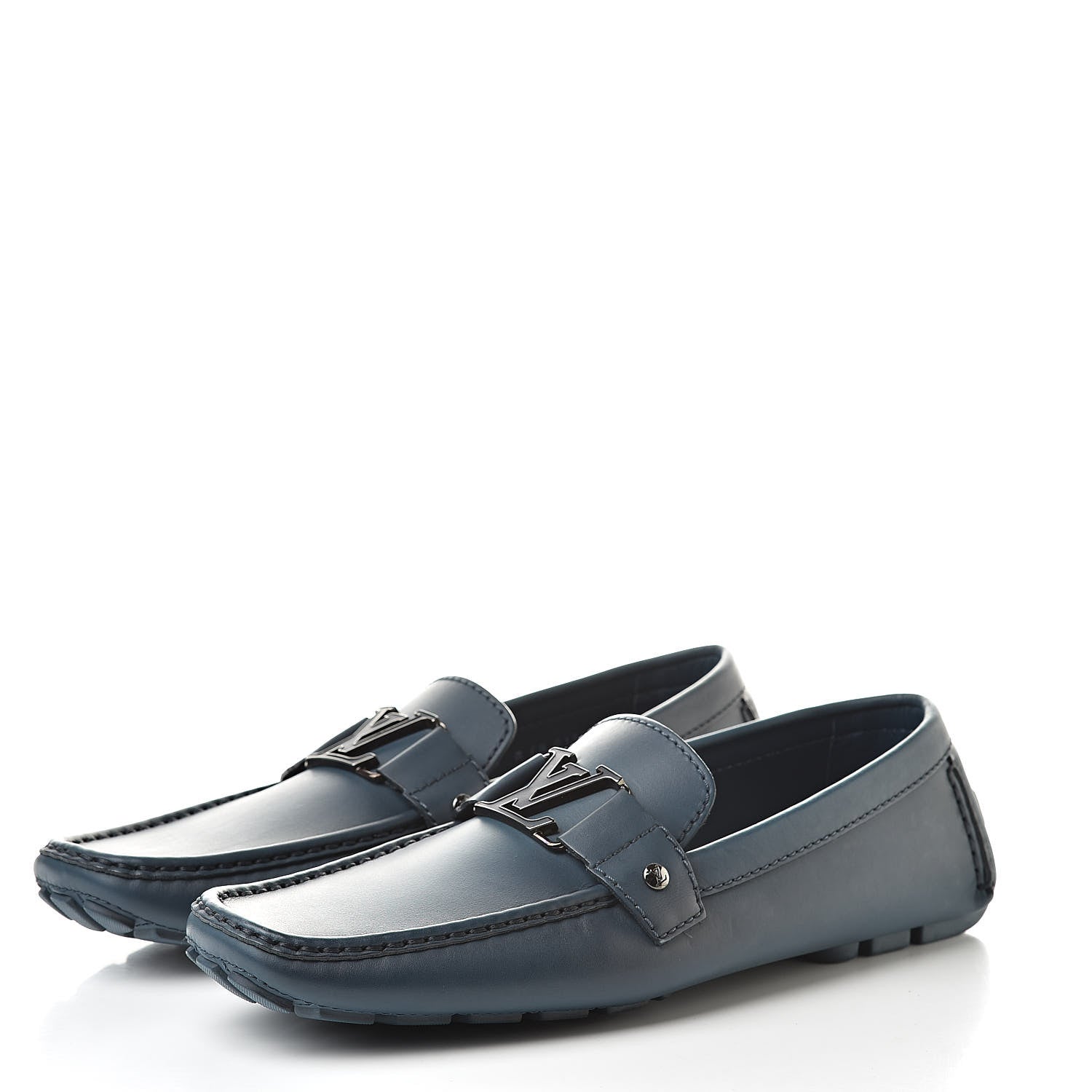 Louis Vuitton Calfskin Monte Carlo Car Shoe Moccasin Loafers 10 Blue 3 of 9