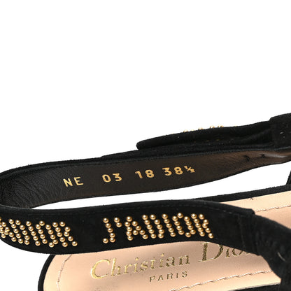 Christian Dior Plumetis Mesh Ribbon Dotted Studded Ballet Flats 38.5 Black Gold 8 of 9