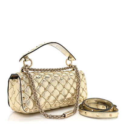 Valentino Garavani Metallic Nappa Small Rockstud Spike Shoulder Bag Platino 3 of 16
