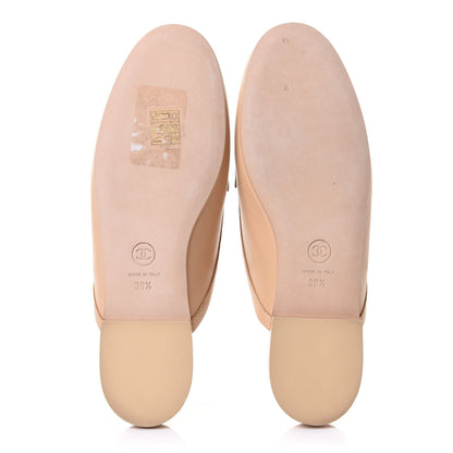 Chanel Lambskin Pearl CC Mules 38.5 Beige 6 of 11