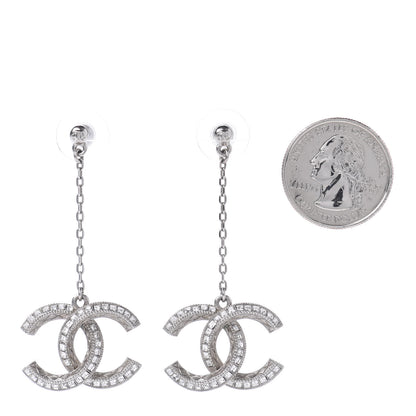 Chanel Baguette Crystal CC Drop Earrings Silver 2 of 5