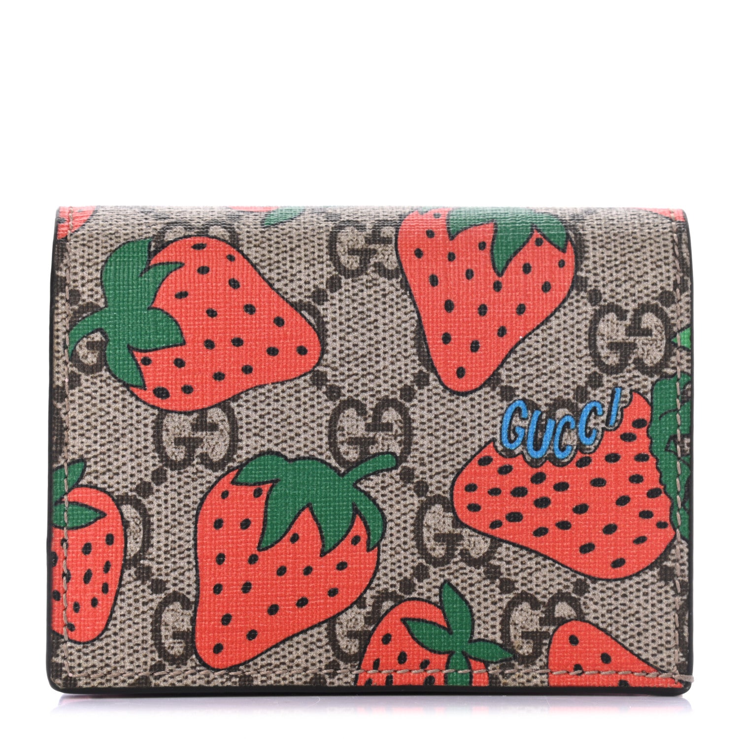 Gucci GG Supreme Monogram Strawberry Card Case 1 of 7