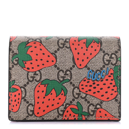 Gucci GG Supreme Monogram Strawberry Card Case 1 of 7