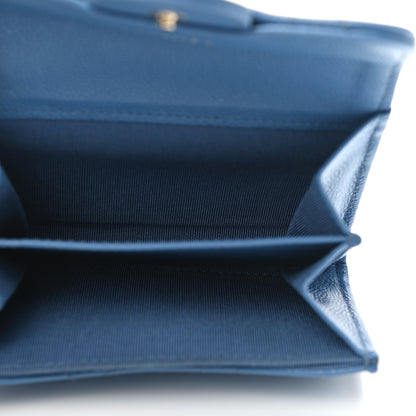 Chanel Caviar Quilted Flap Card Holder Chain Wristlet Blue 5 of 9