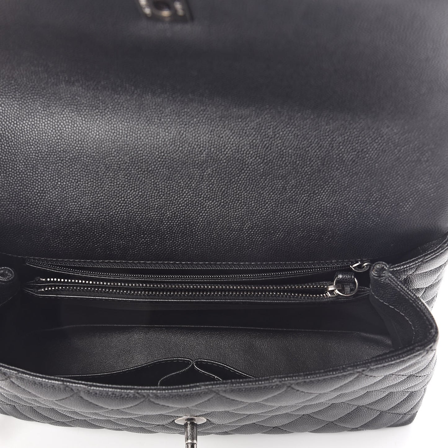 Caviar Lizard Quilted Small Coco Handle Flap Black