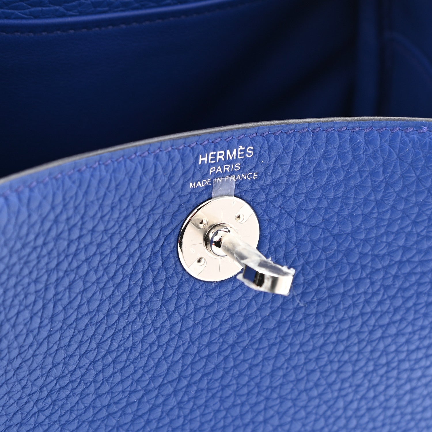 Hermes Taurillon Clemence Mini Lindy 20 Bleu Electrique 6 of 10