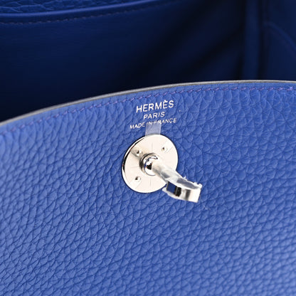 Hermes Taurillon Clemence Mini Lindy 20 Bleu Electrique 6 of 10