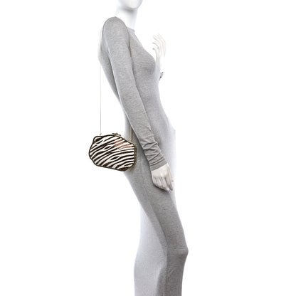 Judith Leiber Swarovski Crystal Zebra Minaudiere Clutch Brown White Gold 2 of 10