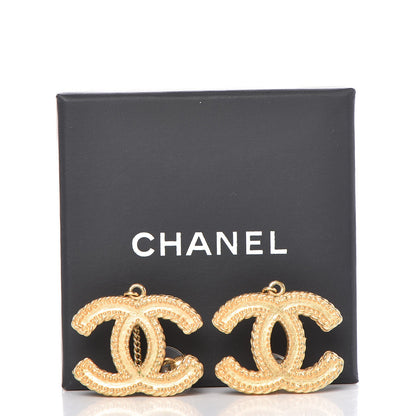 Chanel CC Drop Earrings Matte Gold 5 of 5