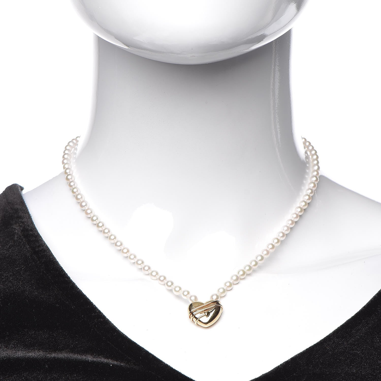 Tiffany 18K Yellow Gold Pearl Cupid's Arrow Heart Necklace 2 of 6