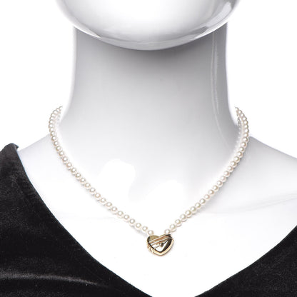 Tiffany 18K Yellow Gold Pearl Cupid's Arrow Heart Necklace 2 of 6