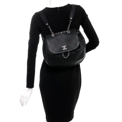 Chanel Grained Calfskin Stitched Flap Drawstring Backpack Black 2 of 8