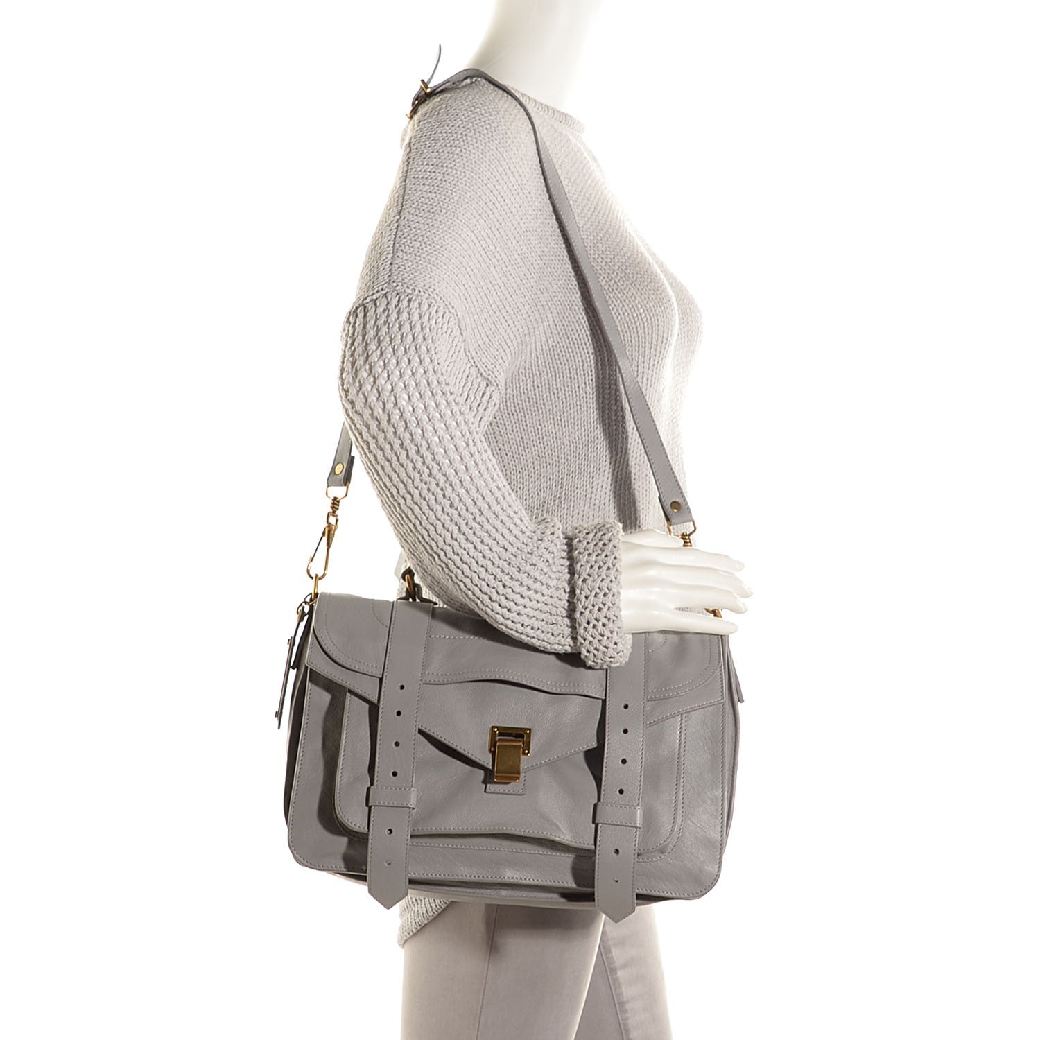 Proenza Schouler Lambskin Medium PS1 Satchel Concrete Grey 2 of 13