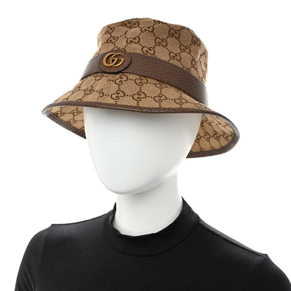 Gucci Monogram Textured Dollar Calfskin GG Jago Bucket Hat M Cacao Beige 2 of 10