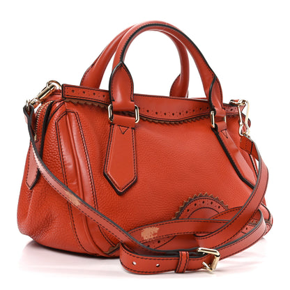 Burberry Grainy Calfskin Medium Dennet Brogue Tote Tangerine 3 of 9