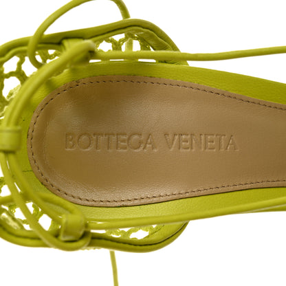 Bottega Veneta Mesh Nappa Stretch Ankle Tie Sandals 39 Kiwi 6 of 8