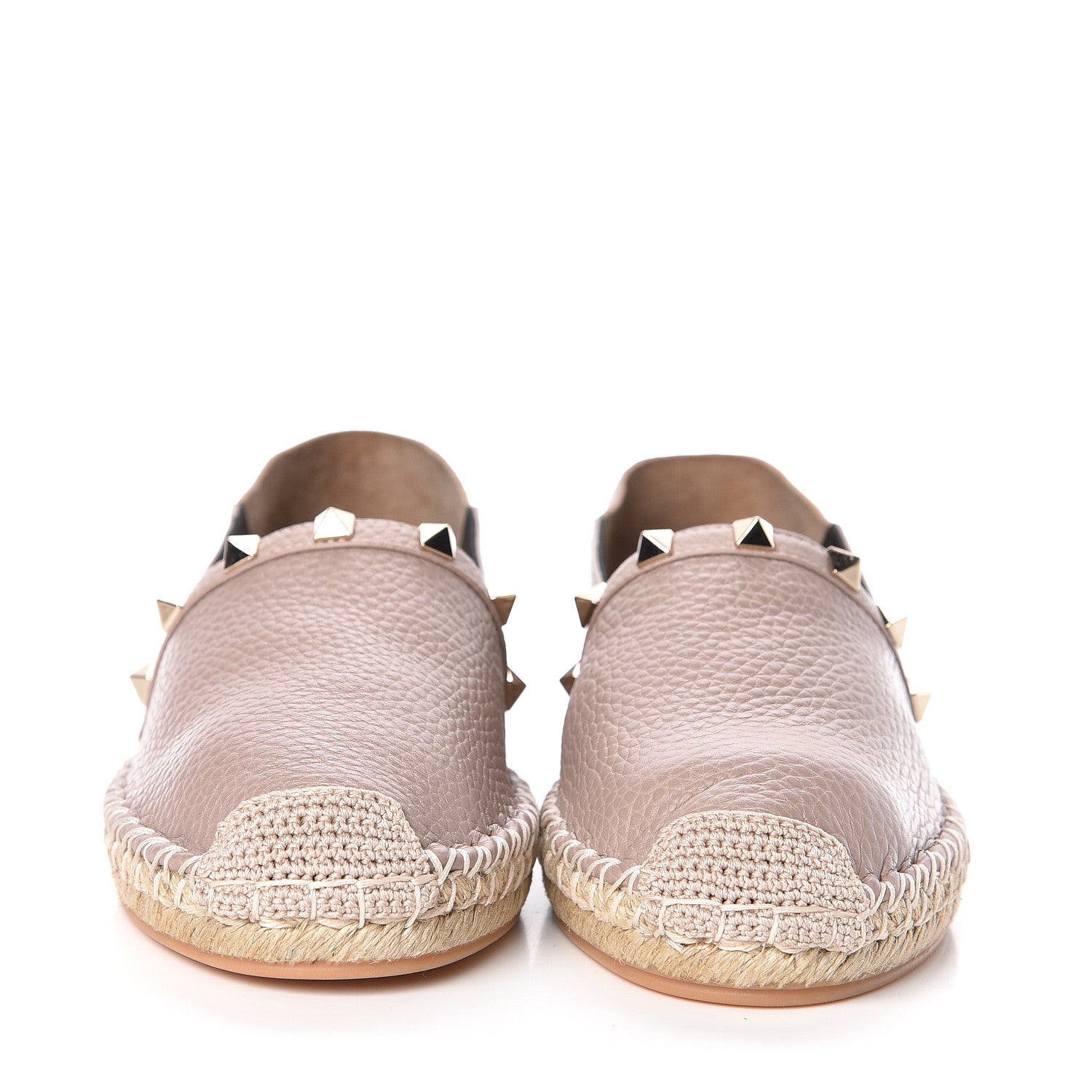 Valentino Garavani Pebbled Calfskin Rockstud Espadrilles 36 Poudre 2 of 10