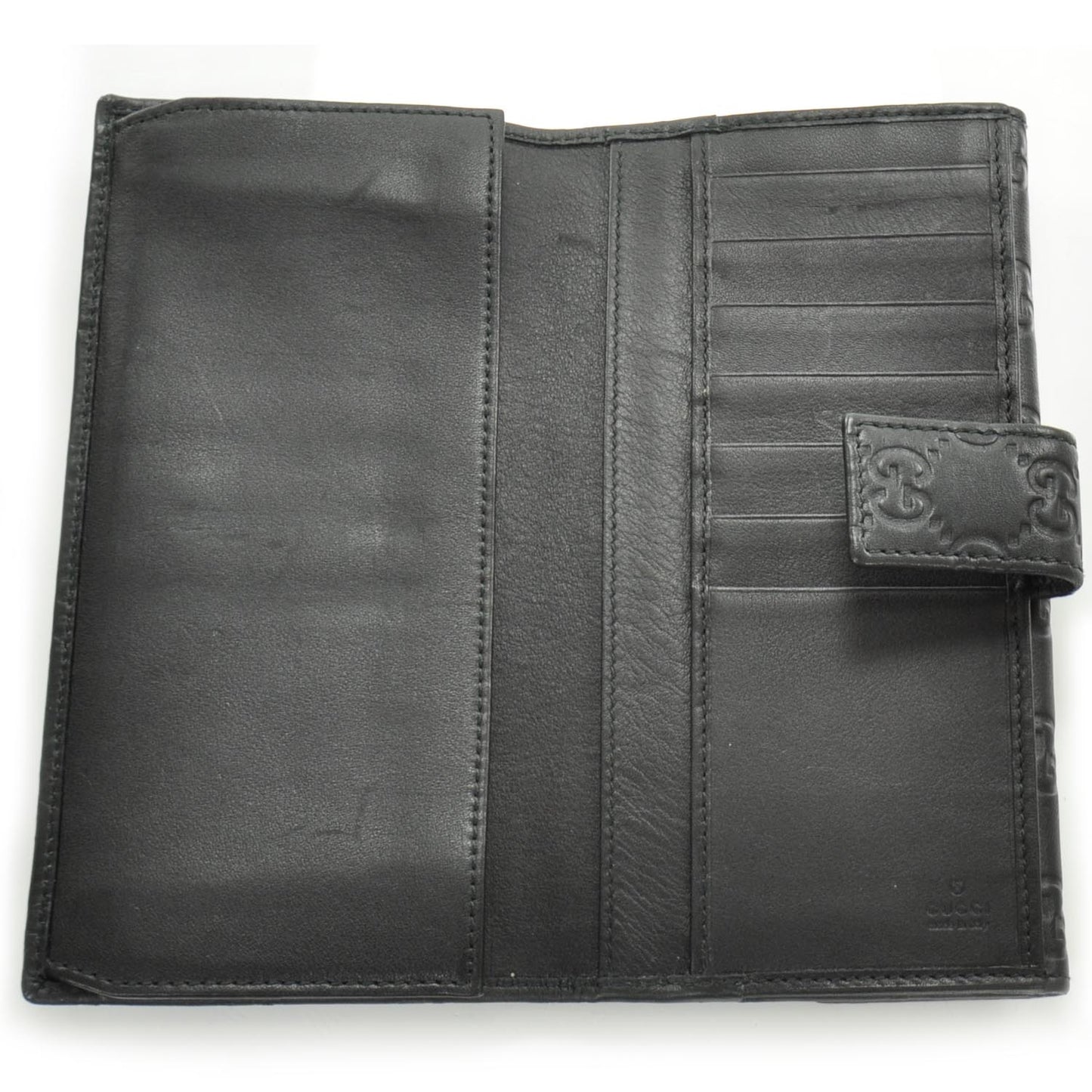 Guccissima Leather Metal Plate Continental Wallet Black