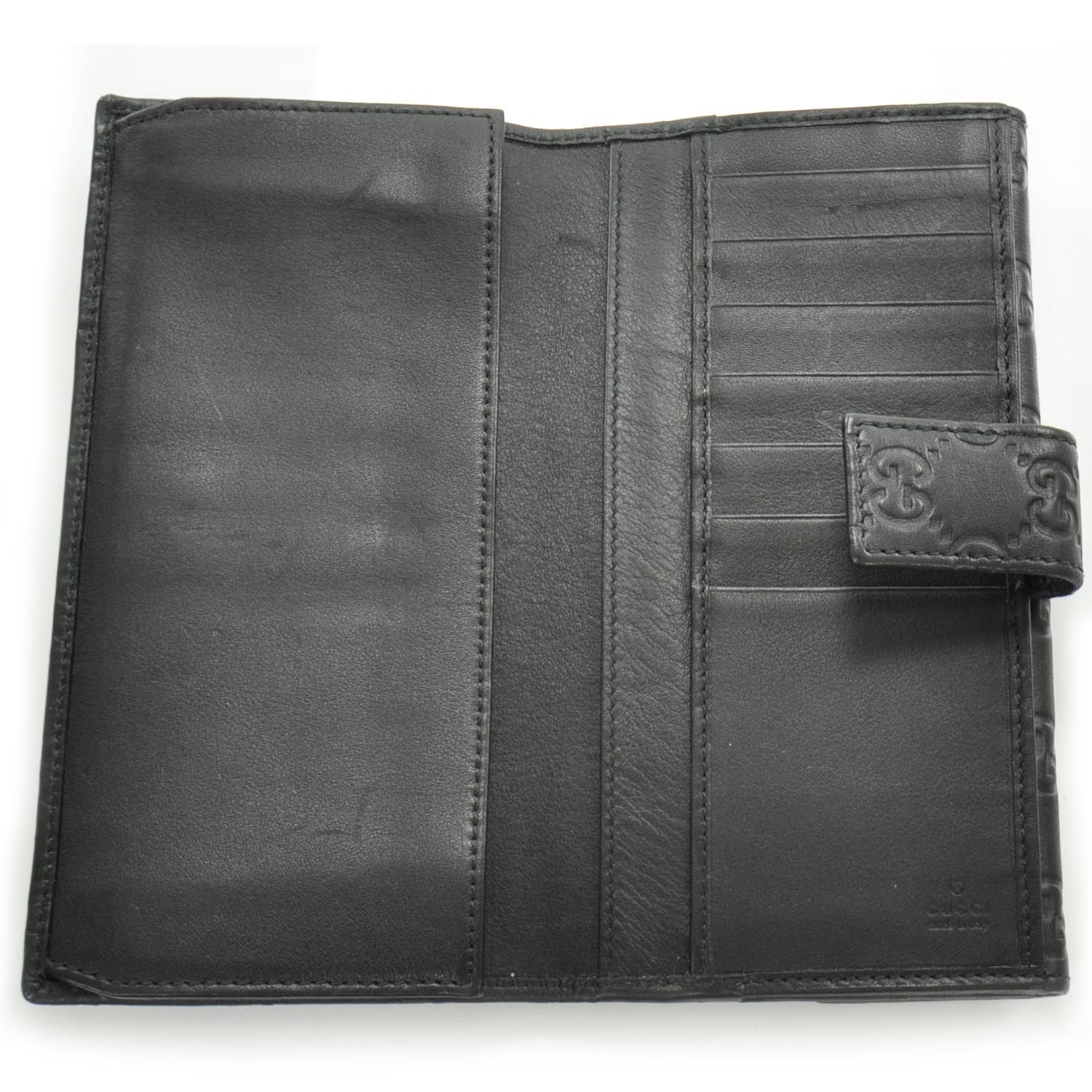 Gucci Guccissima Leather Metal Plate Continental Wallet Black 4 of 5