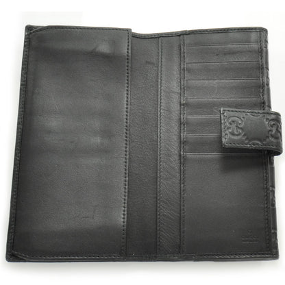 Gucci Guccissima Leather Metal Plate Continental Wallet Black 4 of 5