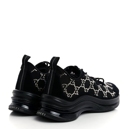 Gucci Tela Retino Mesh Crystal Suede GG Monogram Womens Gucci Run Sneakers 36 Black Silver 4 of 8