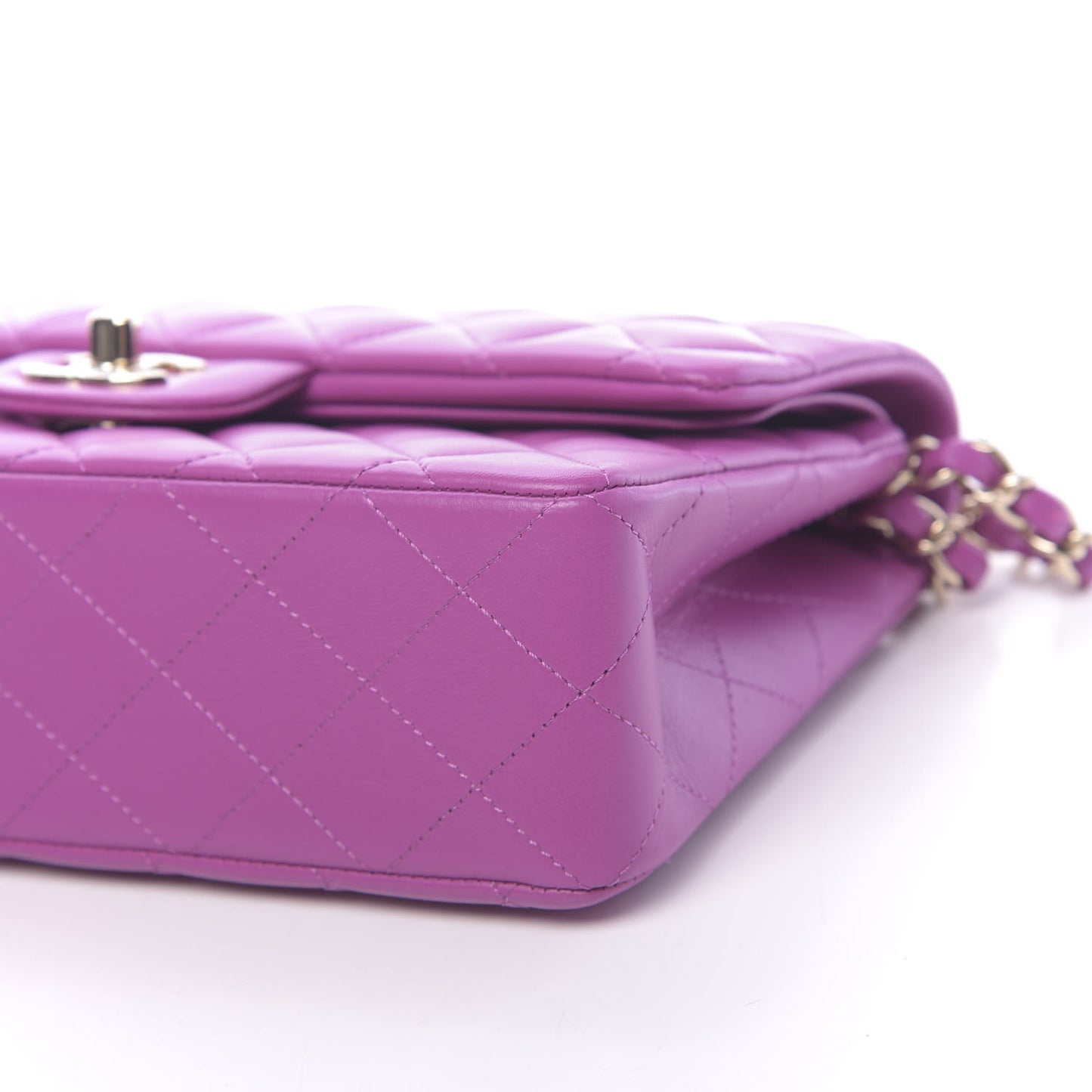 Lambskin Quilted Small Double Flap Purple