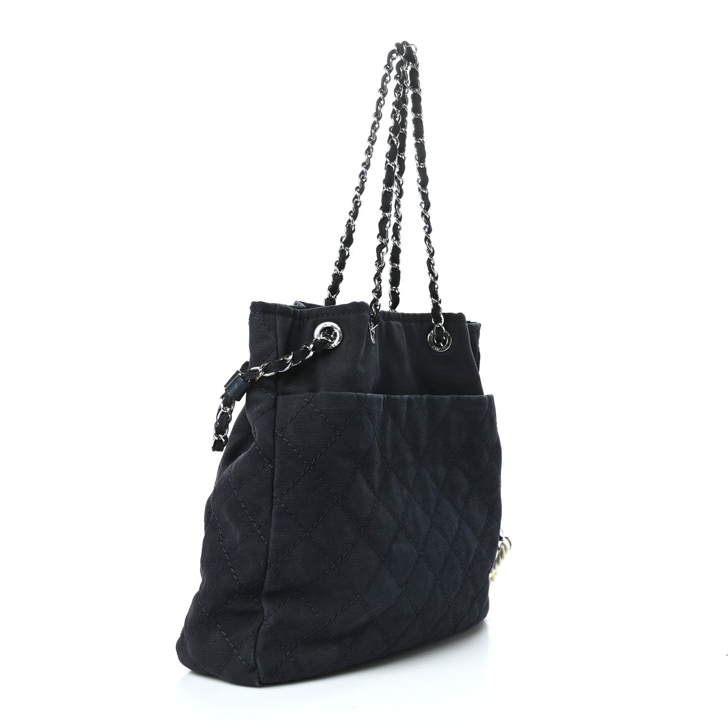 Chanel Canvas Quilted La Pausa Large Shopping Tote Navy 3 of 9