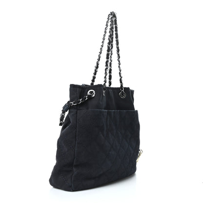 Chanel Canvas Quilted La Pausa Large Shopping Tote Navy 3 of 9
