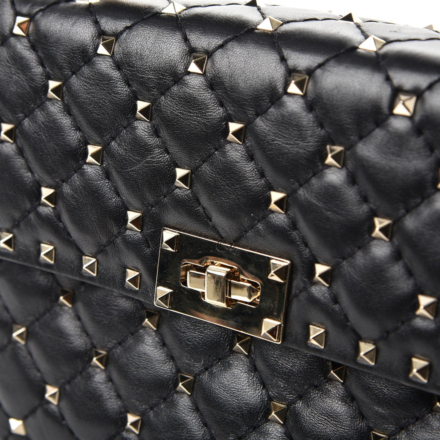 Valentino Garavani Lambskin Medium Rockstud Spike Shoulder Bag Black 8 of 9