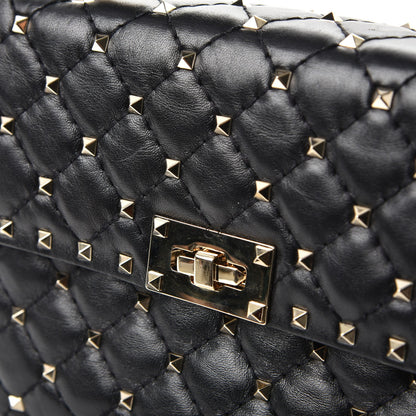 Valentino Garavani Lambskin Medium Rockstud Spike Shoulder Bag Black 8 of 9