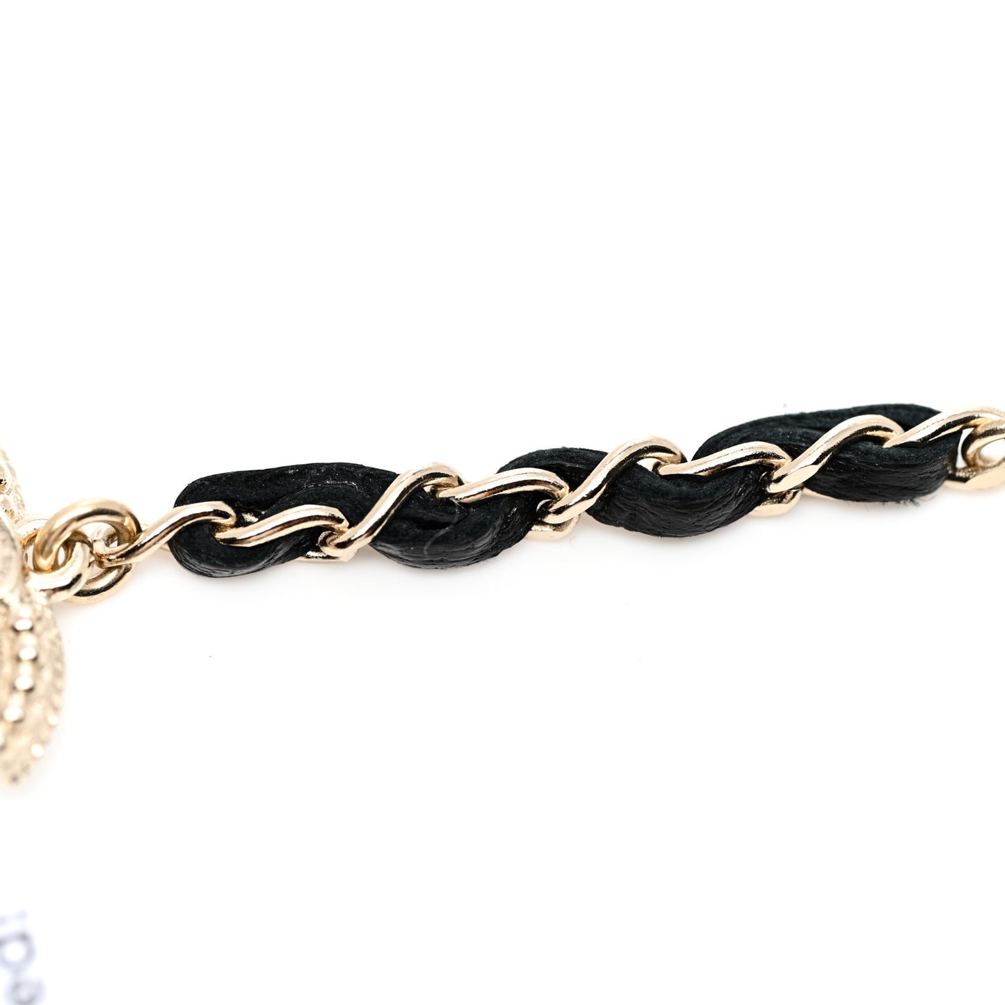 Lambskin Chain Crystal Pearl CC Drop Earrings Gold