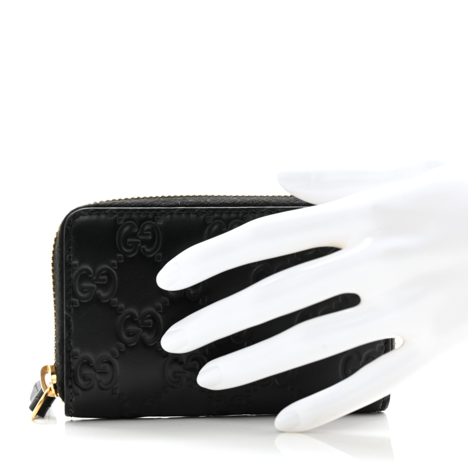 Gucci Guccissima Zip Around Coin Purse Wallet Black 2 of 10