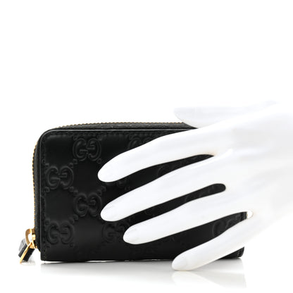 Gucci Guccissima Zip Around Coin Purse Wallet Black 2 of 10
