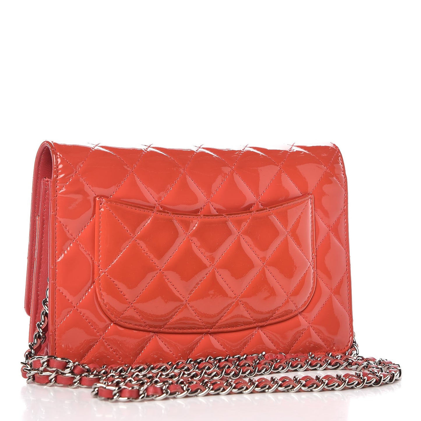 Patent Quilted Wallet On Chain WOC Coral