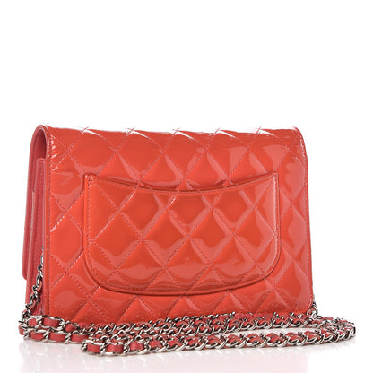 Chanel Patent Quilted Wallet On Chain WOC Coral 3 of 11