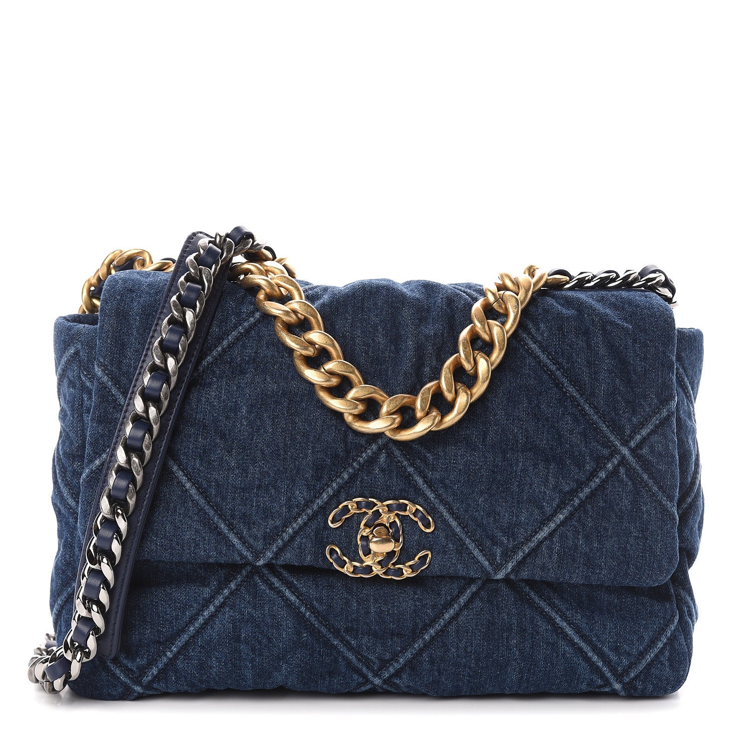 Chanel Denim Quilted Large 19 Flap Blue 1 of 9