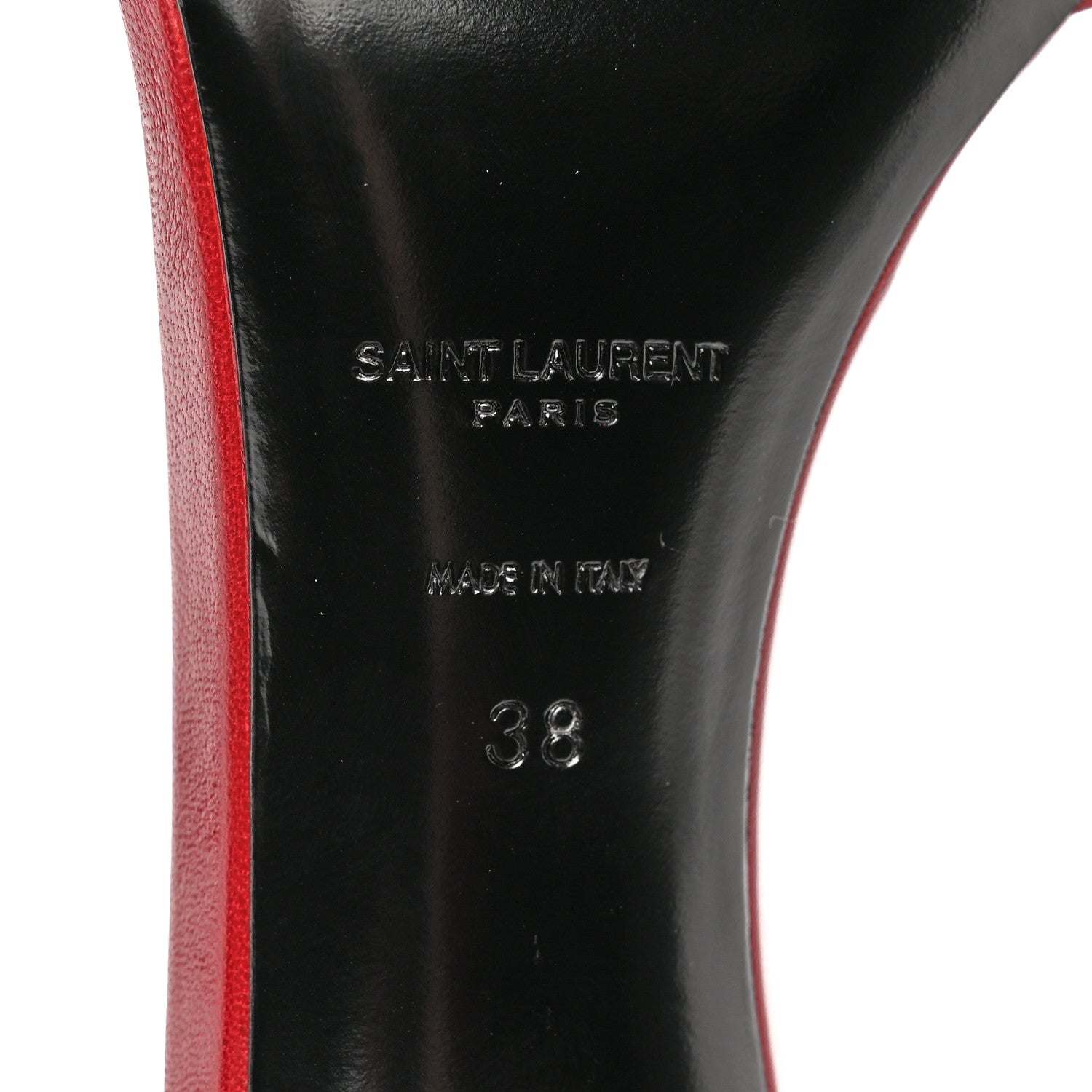 Saint Laurent Smooth Calfskin Bea 90 Ankle Strap Sandals 38 Opyum 38 Red 6 of 15