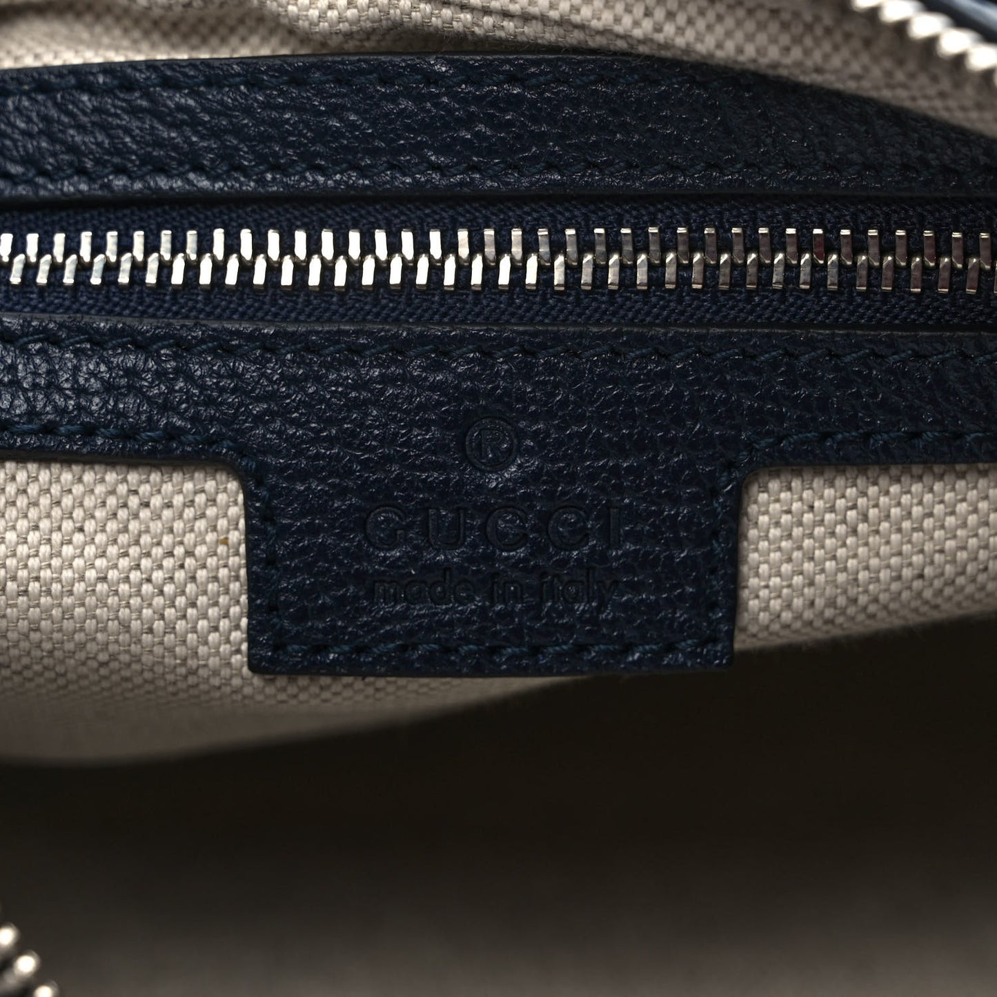 GG Supreme Monogram Textured Calfskin Web Large Attache Shoulder Bag Beige Blue